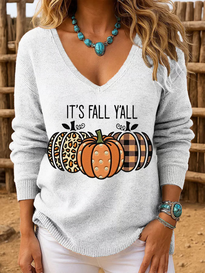 Women's Autumn IT'S FALL Y'ALL Print Long Sleeve Top
