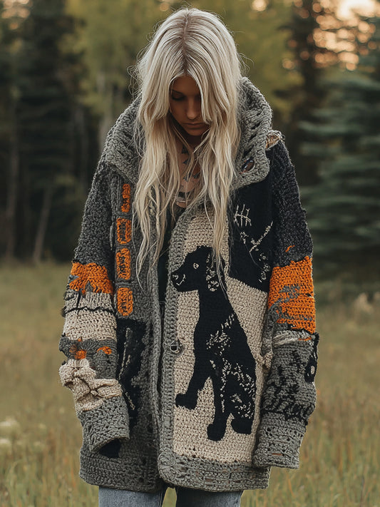 Vintage Dog Cozy Lapel Knit Sweater