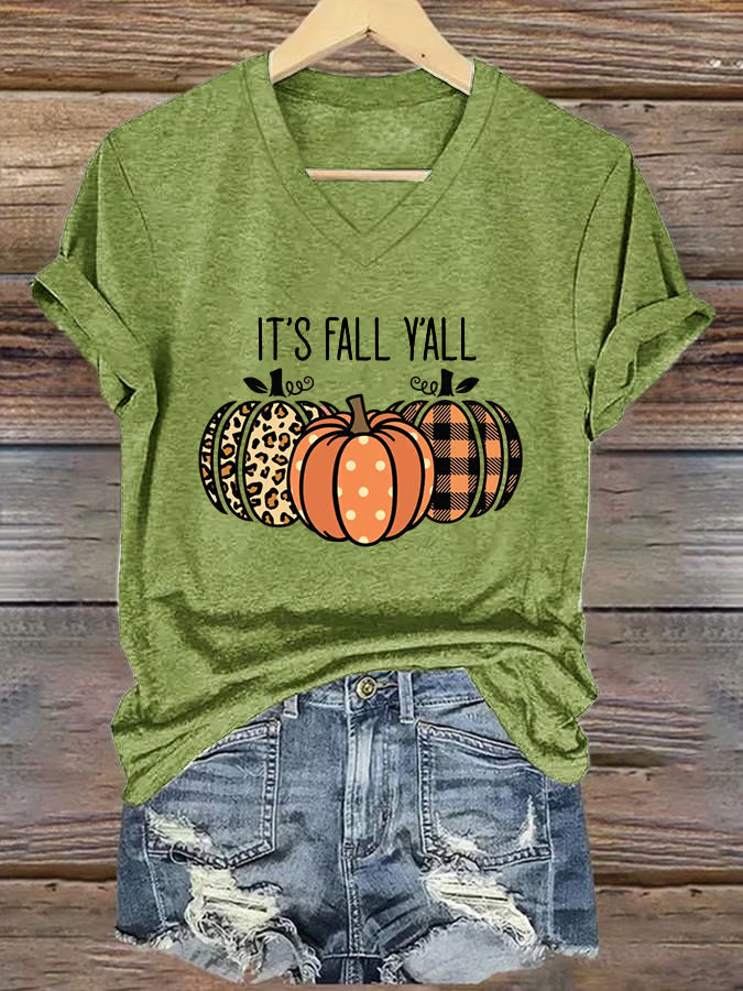 Women's It's Fall Yall Pumpkin Print T-Shirt