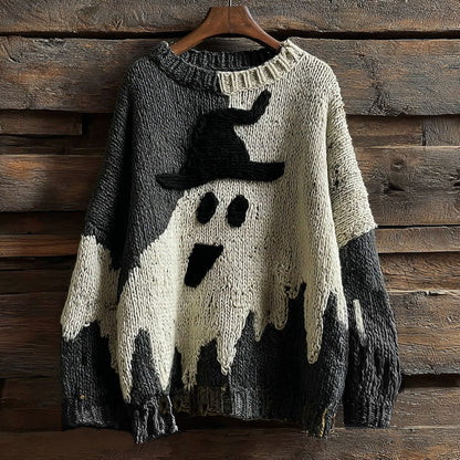 Halloween Ghost Knitted Warm Crew Neck Sweater