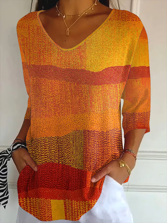 Women's Retro Autumn Print Top