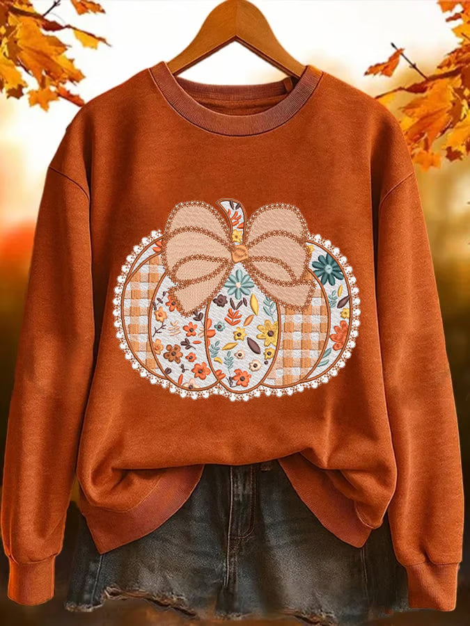 Women'S Autumn Pumpkin Print Sweatshirt