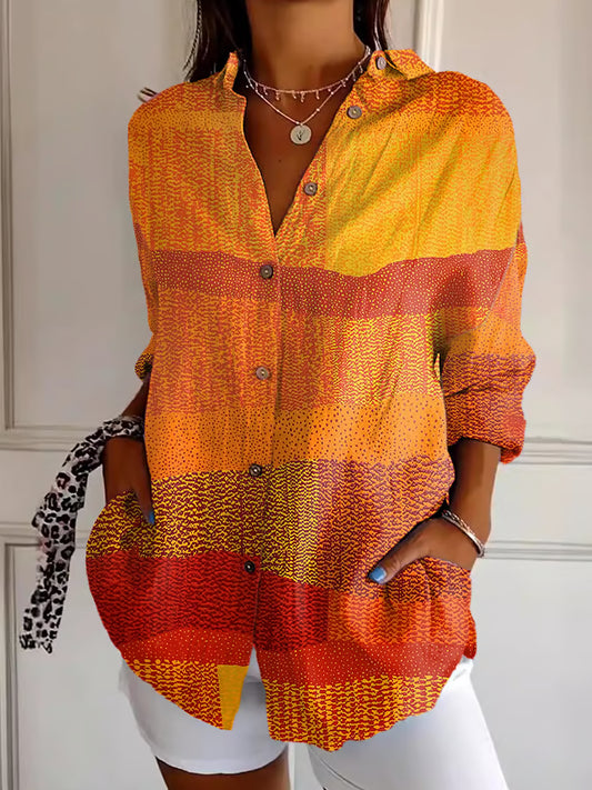 Women's Retro Autumn Graphic Print Comfort Shirt