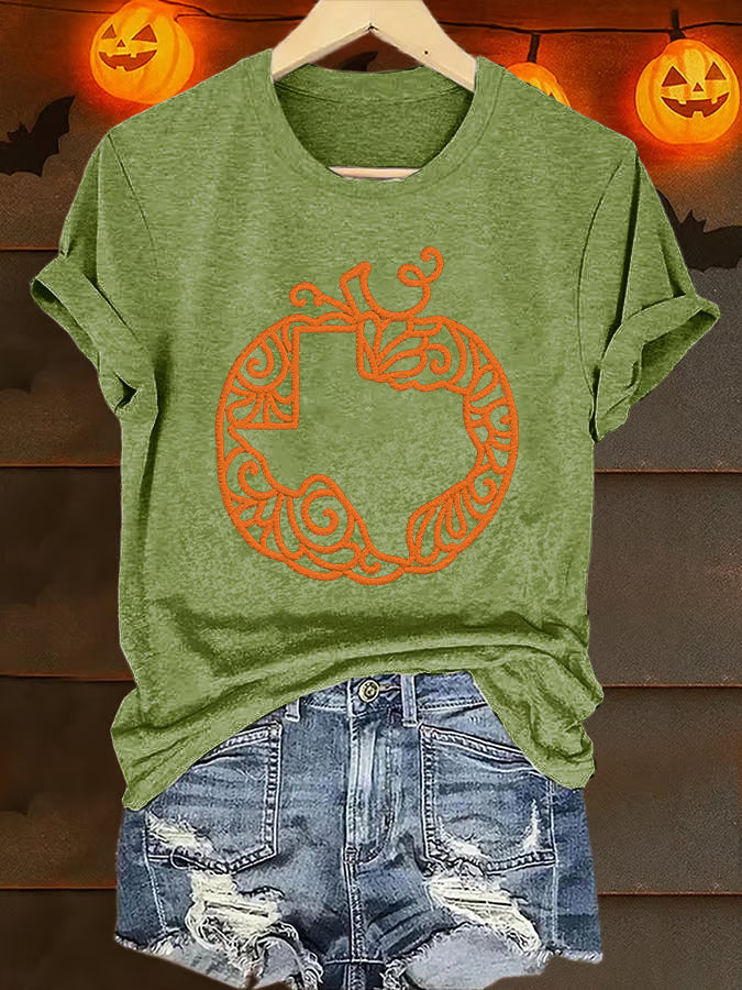 Retro Texas Strong Fall Pumpkins Print T-Shirt