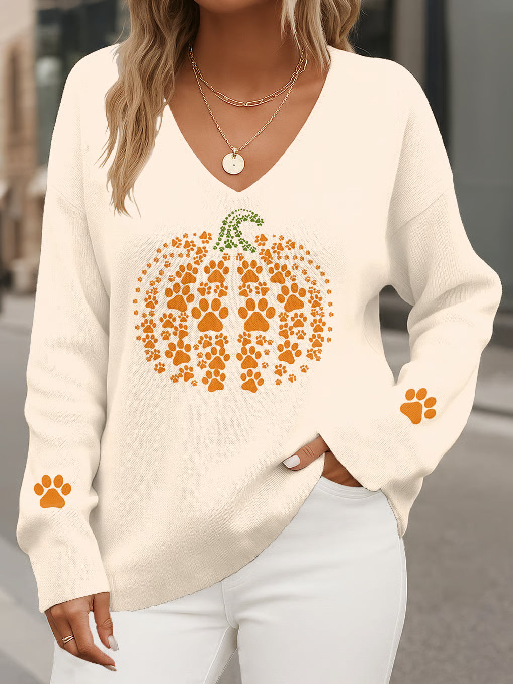 Women's Autumn Pumpkin Season Casual Striped Top