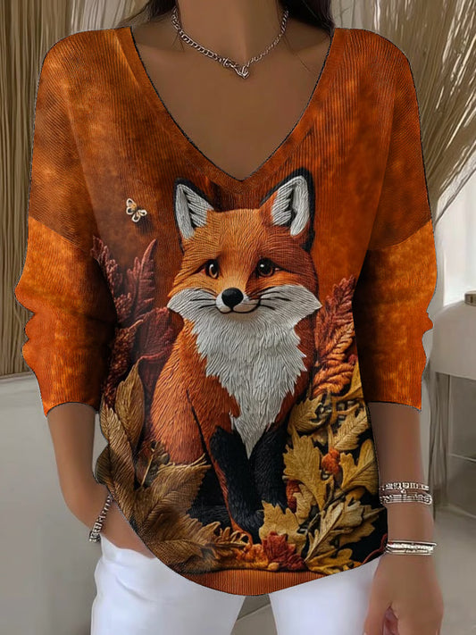 Women's Autumn Cute Fox Print Casual Top