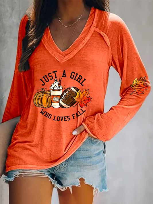 Women's Autumn Pumpkin Print Top