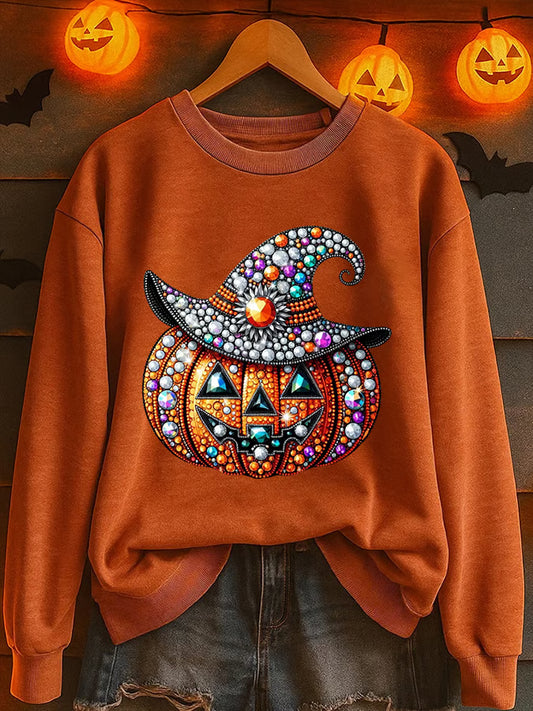 Women's Halloween Pumpkin Print Sweatshirt