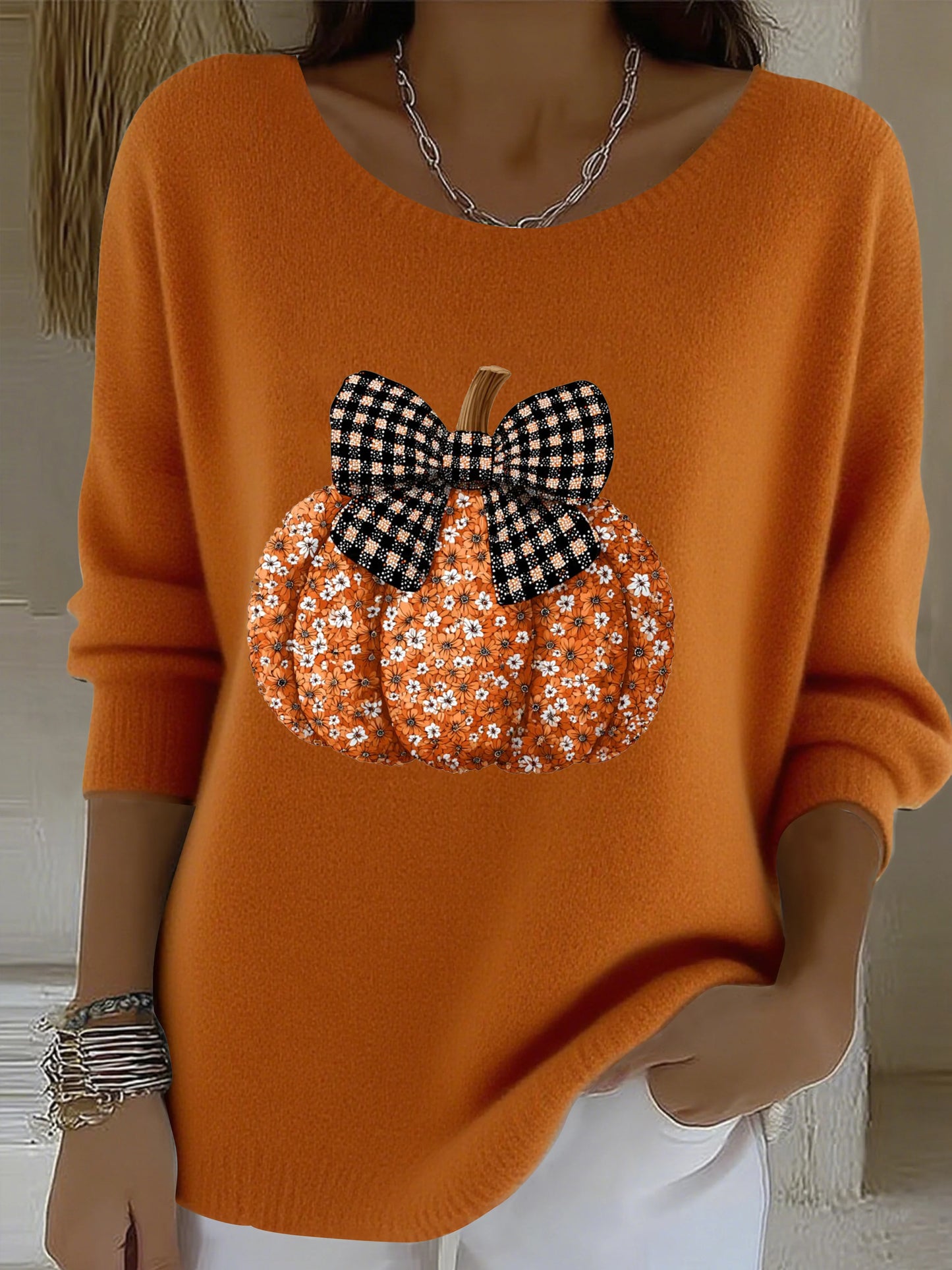 Women's Autumn Pumpkin Casual Top
