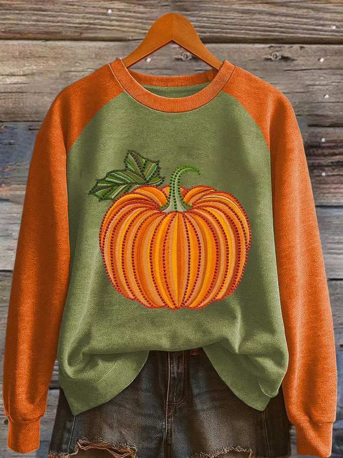 Women's Pumpkin Season Print Raglan Sleeve Sweatshirt