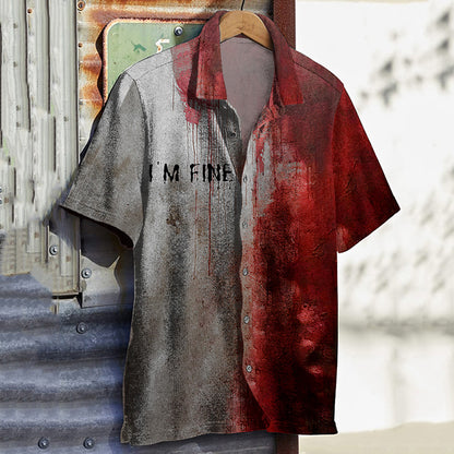 Men's Bloody I'm Fine Halloween Print Shirt