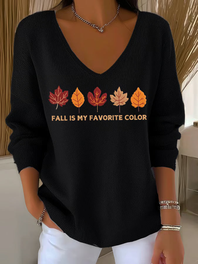 Women's Fall Is My Favorite Color Print Long Sleeve Top
