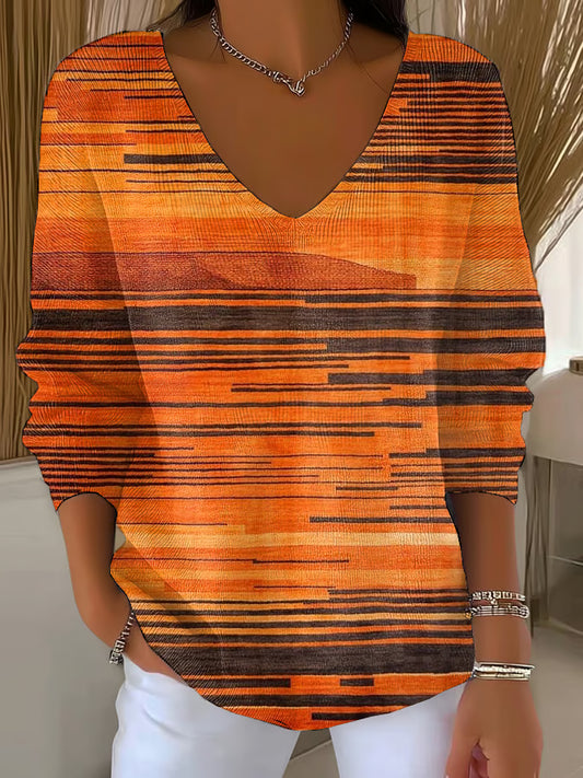 Women's Retro Autumn Art Print Drop Shoulder Sweater