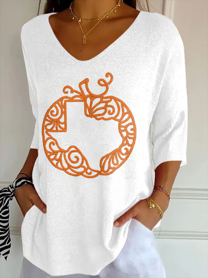Retro Texas Strong Fall Pumpkins Printed T-Shirt