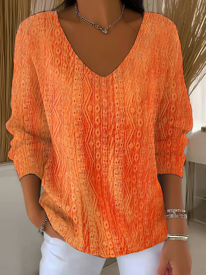 Women's Autumn Orange Print Sweater