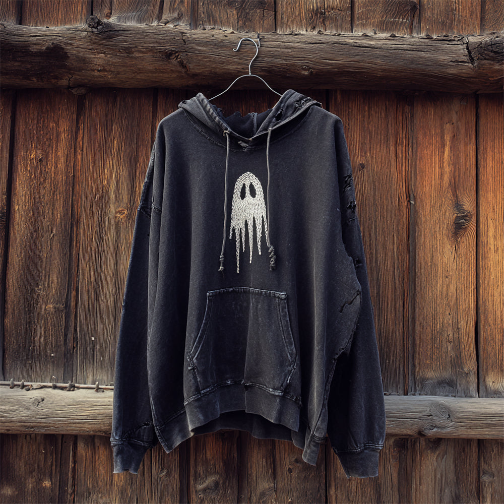 Halloween Ghost Embroidered Men's Hoodie