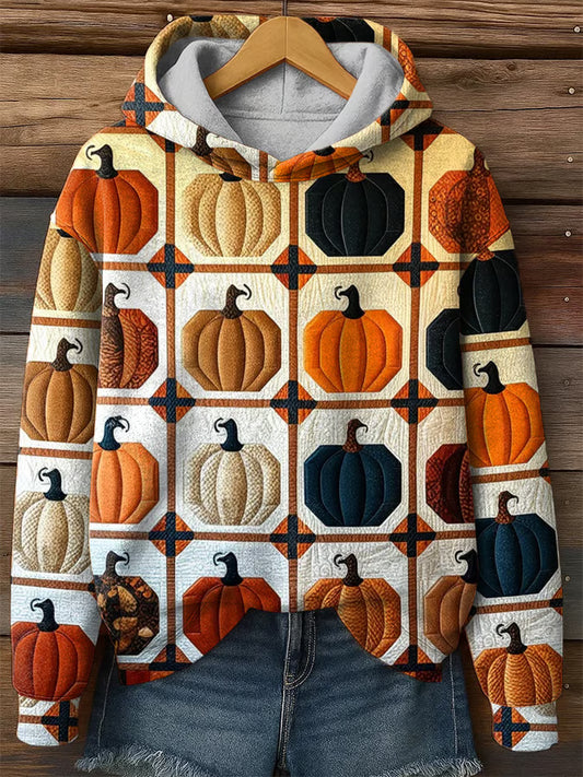 Women's Casual Autumn Pumpkin Print Warm Hoodie