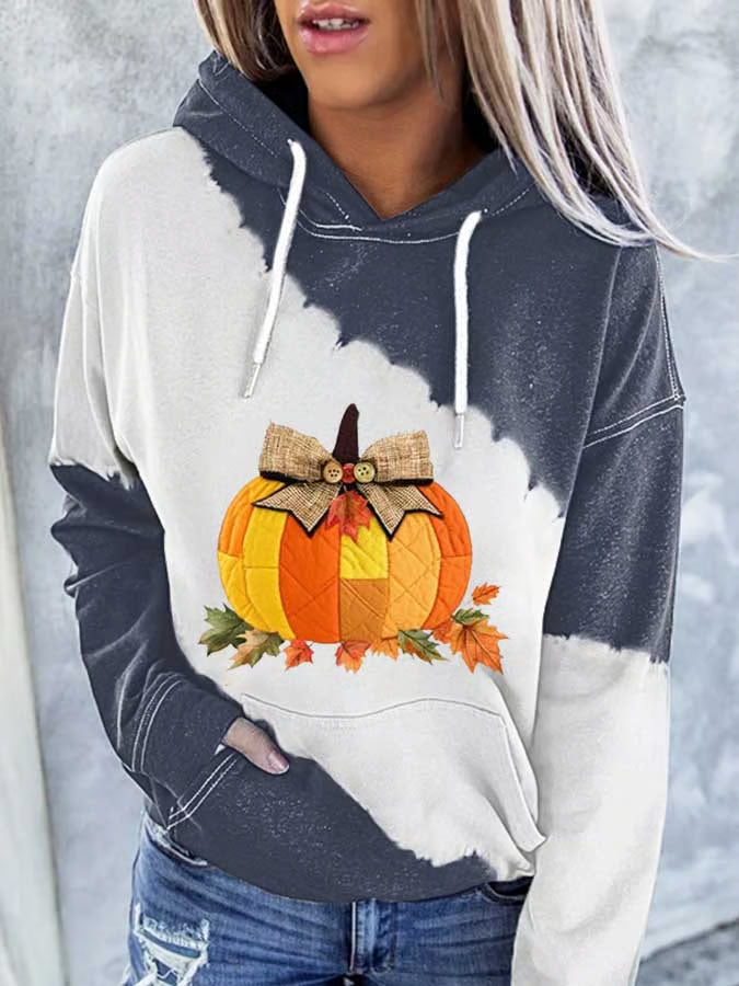 Women's Autumn Pumpkin Print Hoodie