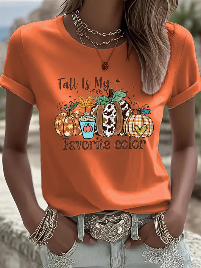 Women's Fall IS My Favorite Color Printed Casual T-Shirt